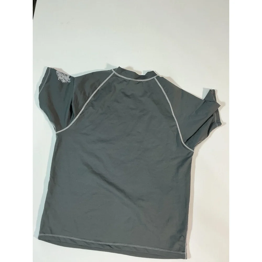 Burnside Men's Y2K Winged Skull Rash Guard Swim Shirt Gray Size L